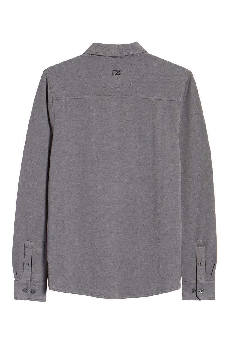 Reach Button-Down Piqué Knit Shirt, Alternate, color, CHARCOAL