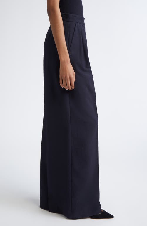 Max Mara Secolo Pleated Wool Blend Seersucker Pants In Blue