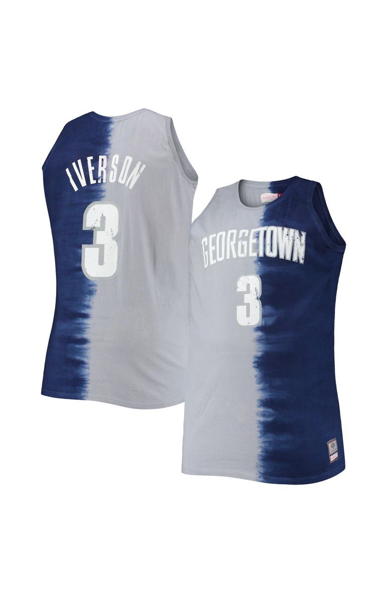 Mitchell & Ness Men's Mitchell & Ness Allen Iverson Navy/Gray Georgetown Hoyas Big & Tall Player Tie-Dye Jersey, Main, color, 