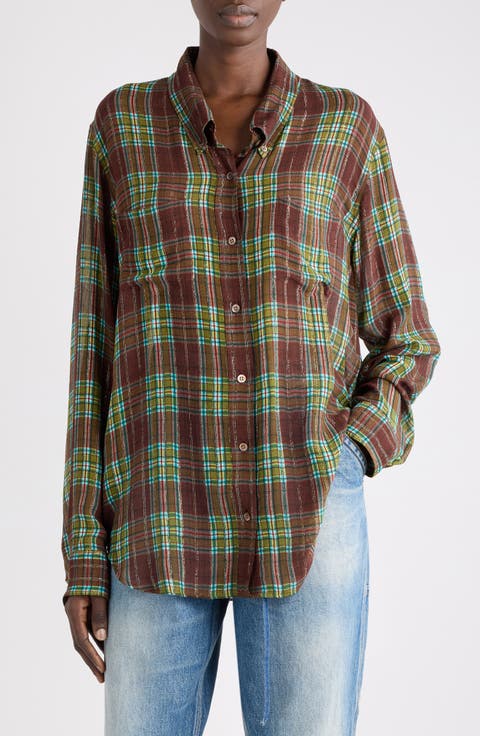 Cheers Plaid Long Sleeve Button-Down Shirt