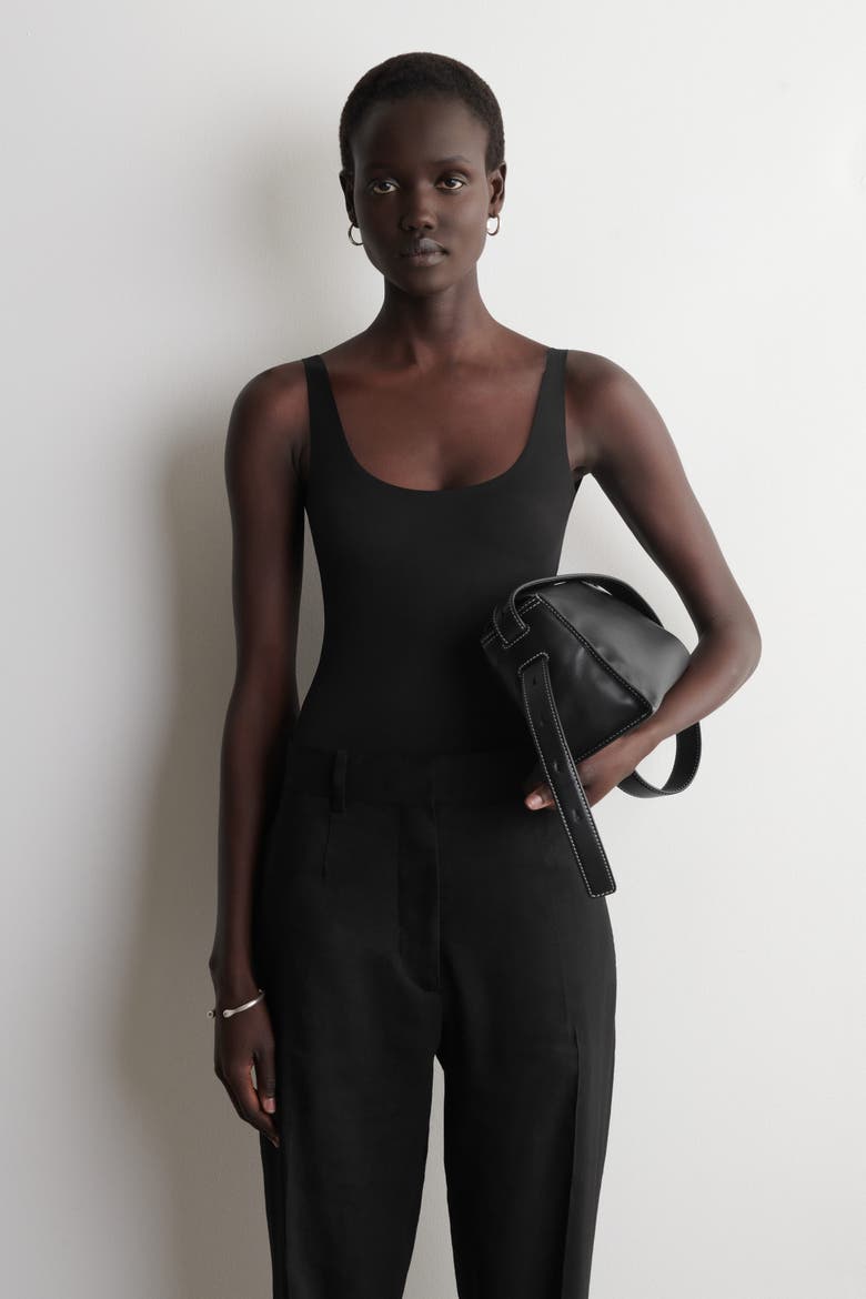 Technical Jersey Bodysuit, Main, color, BLACK