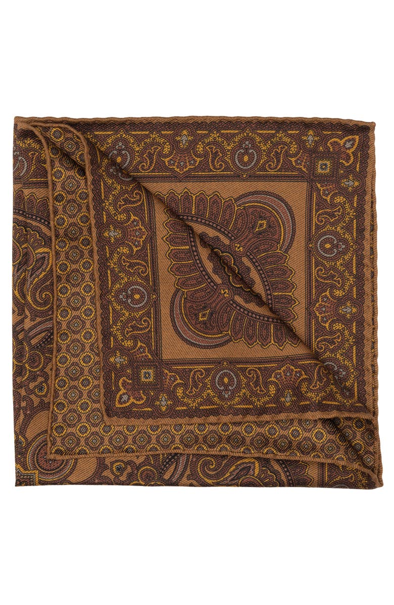 Elizabetta Lario - Double Sided Silk Pocket Square for Men, Alternate, color, Brown