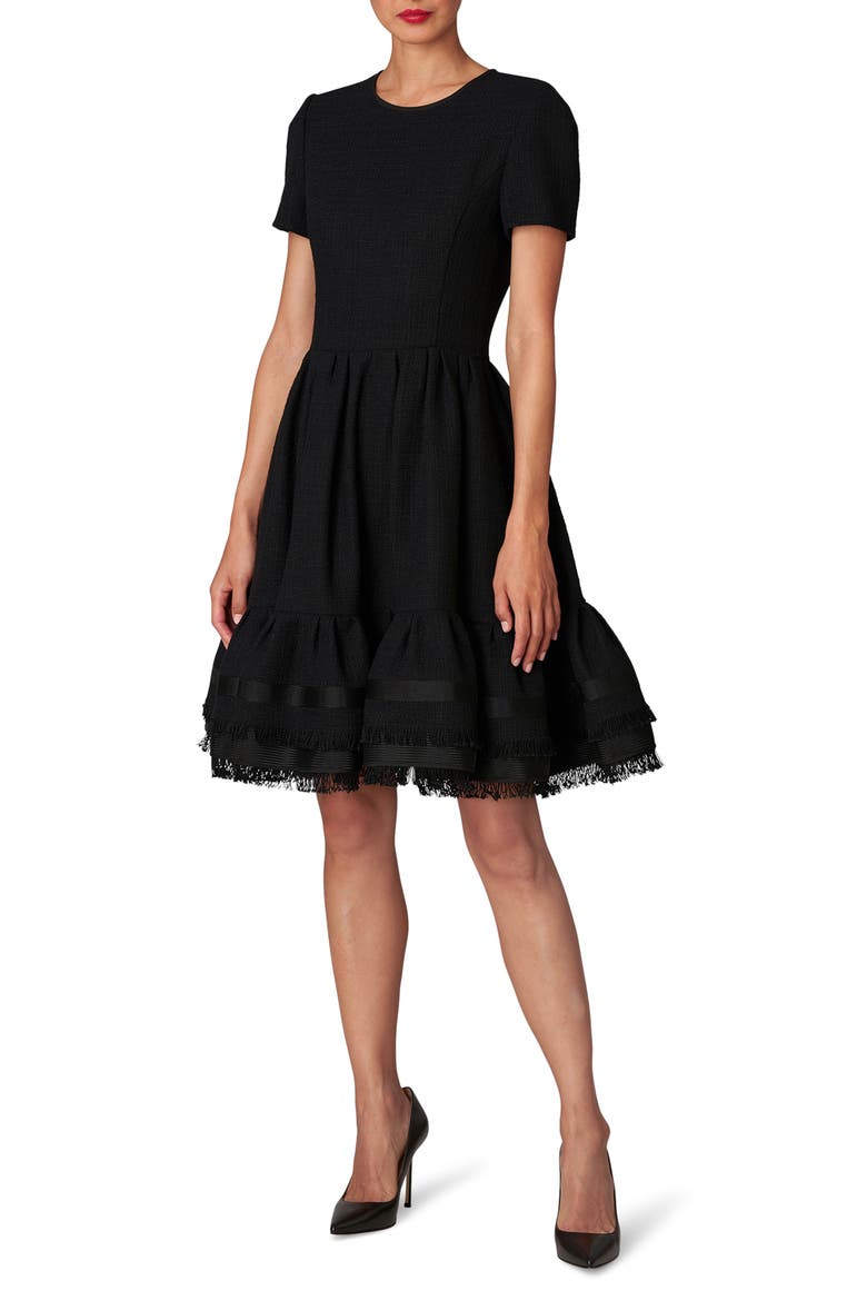 Ruffle A-Line Dress, Main, color, BLACK
