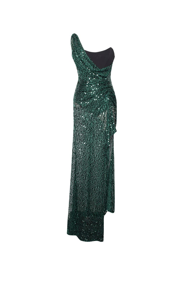 Miss Circle Umme Sequin Gown, Alternate, color, Emerald Green