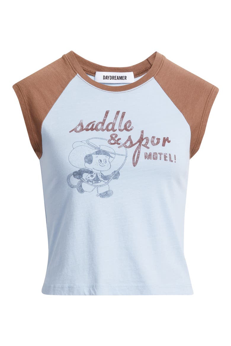 Saddle & Spur Motel Raglan Crop Tank, Alternate, color, SKY WAY COMBO