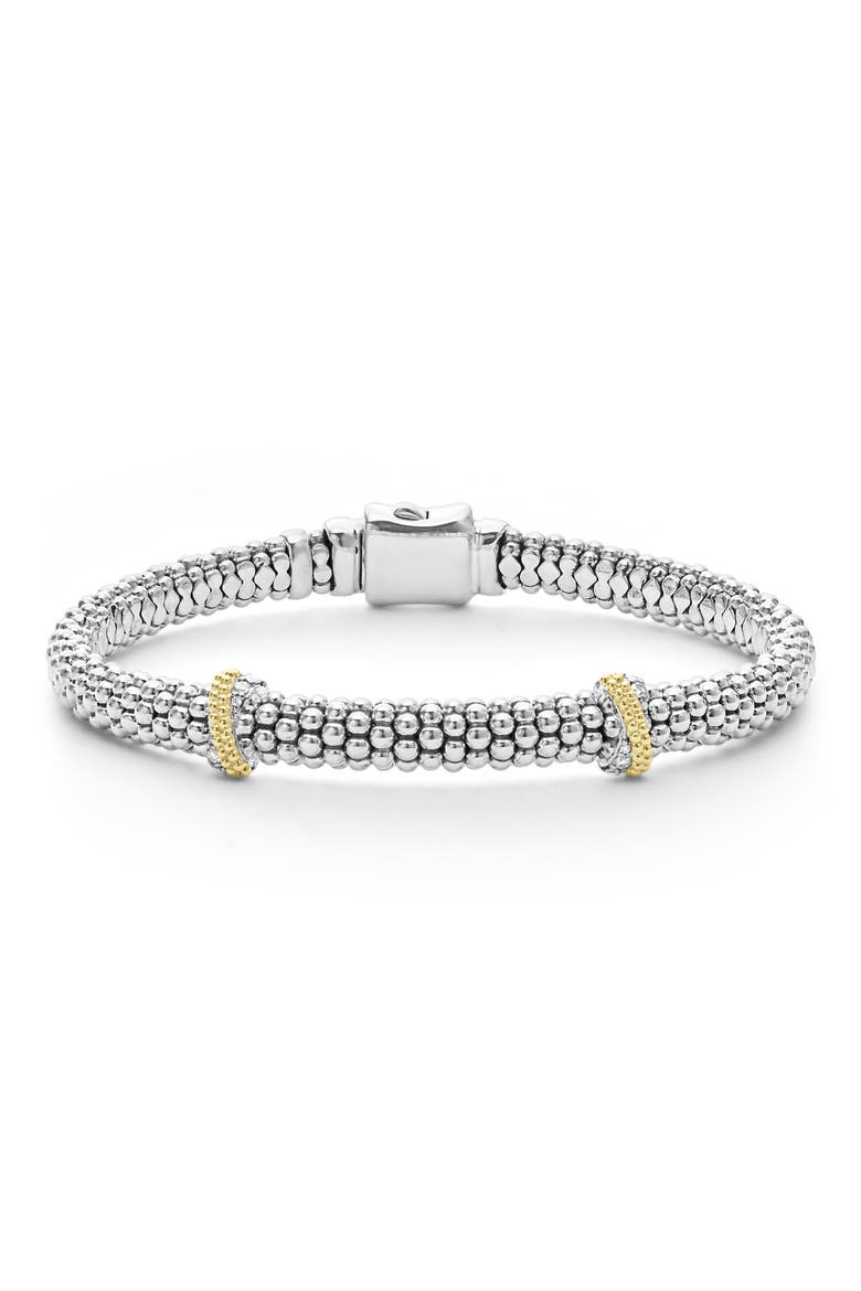 Caviar Luxe Diamond Station Rope Bracelet, Main, color, GOLD