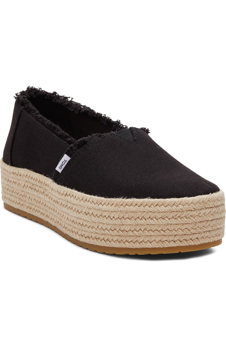 TOMS Valencia Platform Espadrille, Main, color, Black Textile