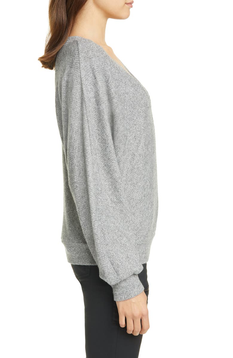 Joie Uni Ribbed V-Neck Top, Alternate, color, Heather Grey