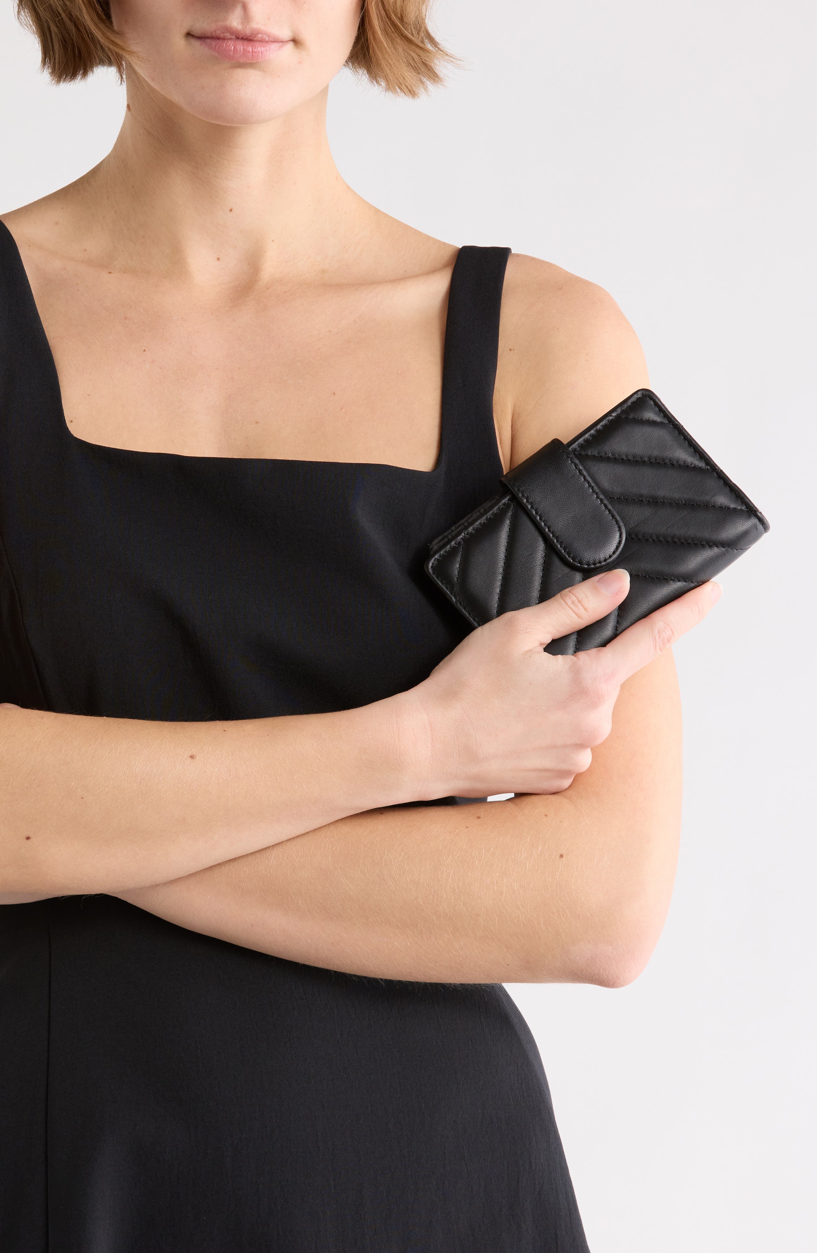 MUNDI SMALL LEATHER GOODS Quilted Card Holder, Alternate, color, Black