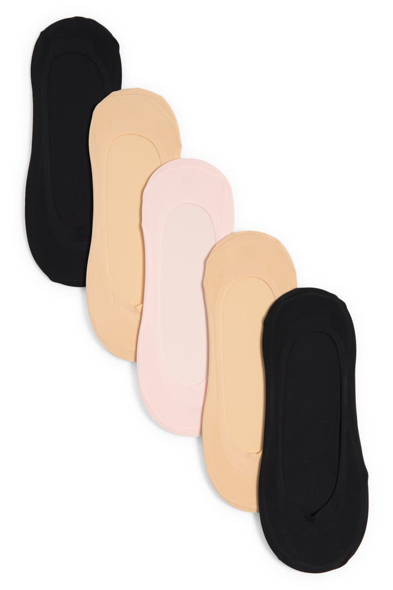 5-Pack No-Show Socks, Main, color, BLACK -NEUTRAL MULTI