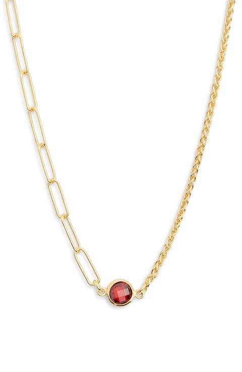 Mix Chain Oval Crystal Necklace