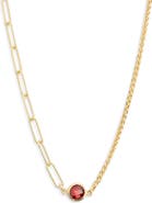 MESHMERISE Mix Chain Oval Crystal Necklace