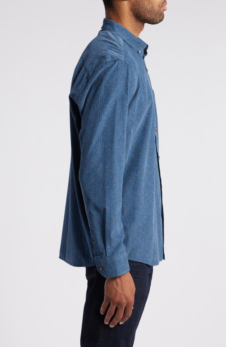 Johnston & Murphy Overdye Print Corduroy Button-Down Shirt, Alternate, color, Blue