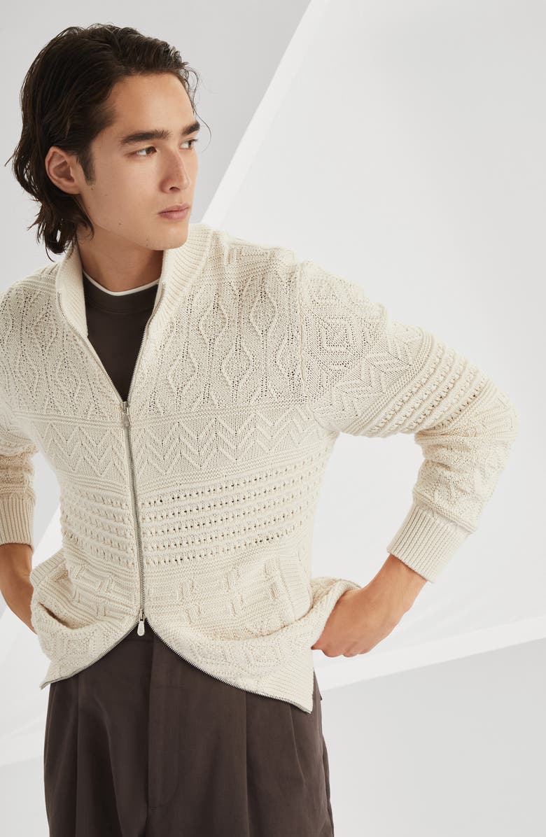 Brunello Cucinelli Zip-front cardigan, Alternate, color, 