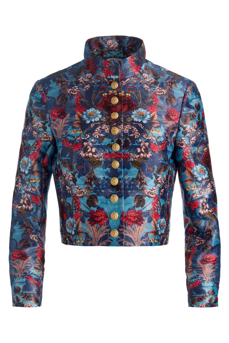 Emerson Jacquard Military Jacket, Alternate, color, HEARTSTRINGS MINERAL BLUE
