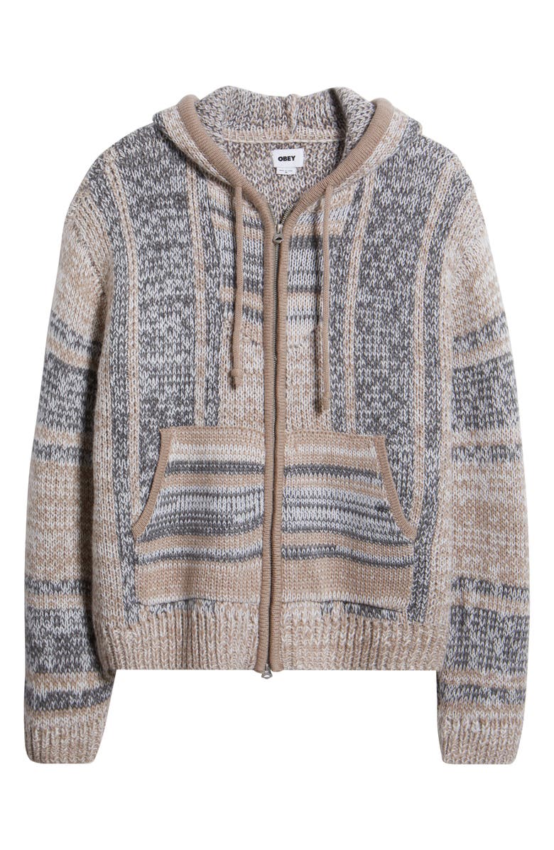Obey Baja Zip Hooded Cardigan, Alternate, color, Natural Mu