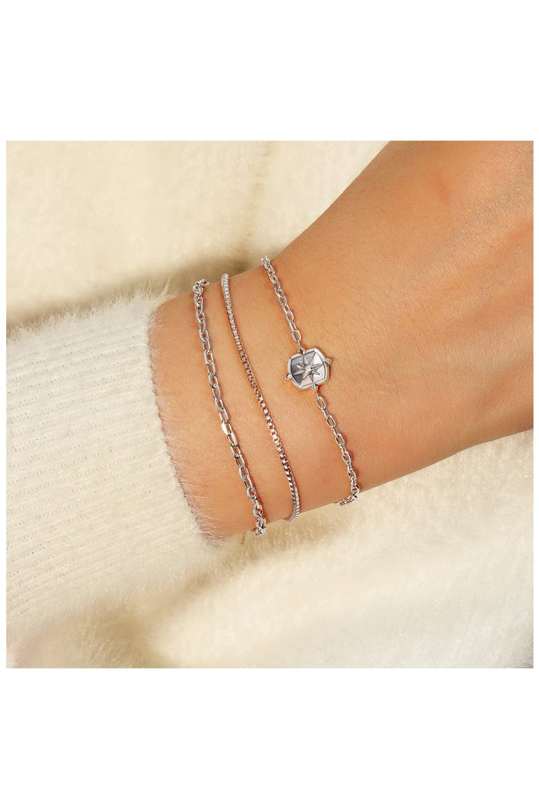Colorblock Mother Of Pearl Charm Bracelet, Alternate, color, SILVER