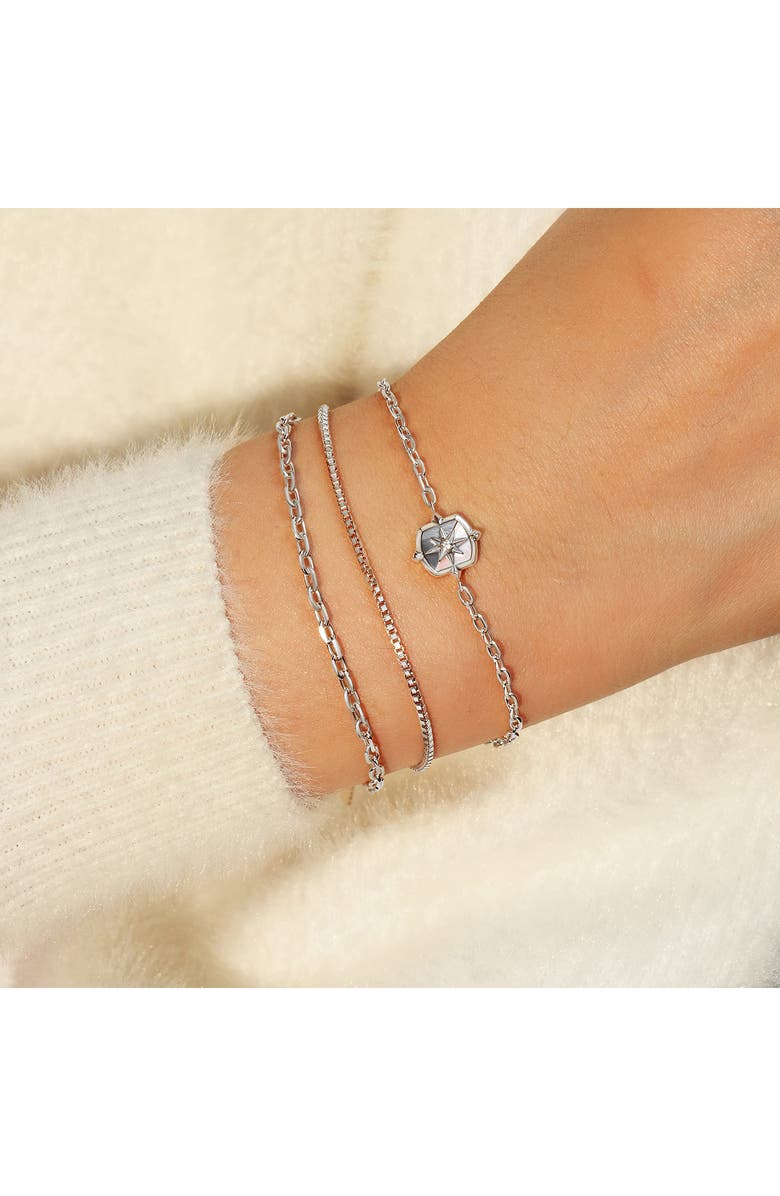 ANIA HAIE Colorblock Mother Of Pearl Charm Bracelet, Alternate, color, Silver