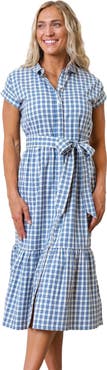 Hope & Henry Women's Organic Button Front Midi Dress