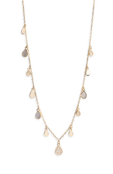 Mother-of-Pearl & Cubic Zirconia Teardrop Charm Necklace