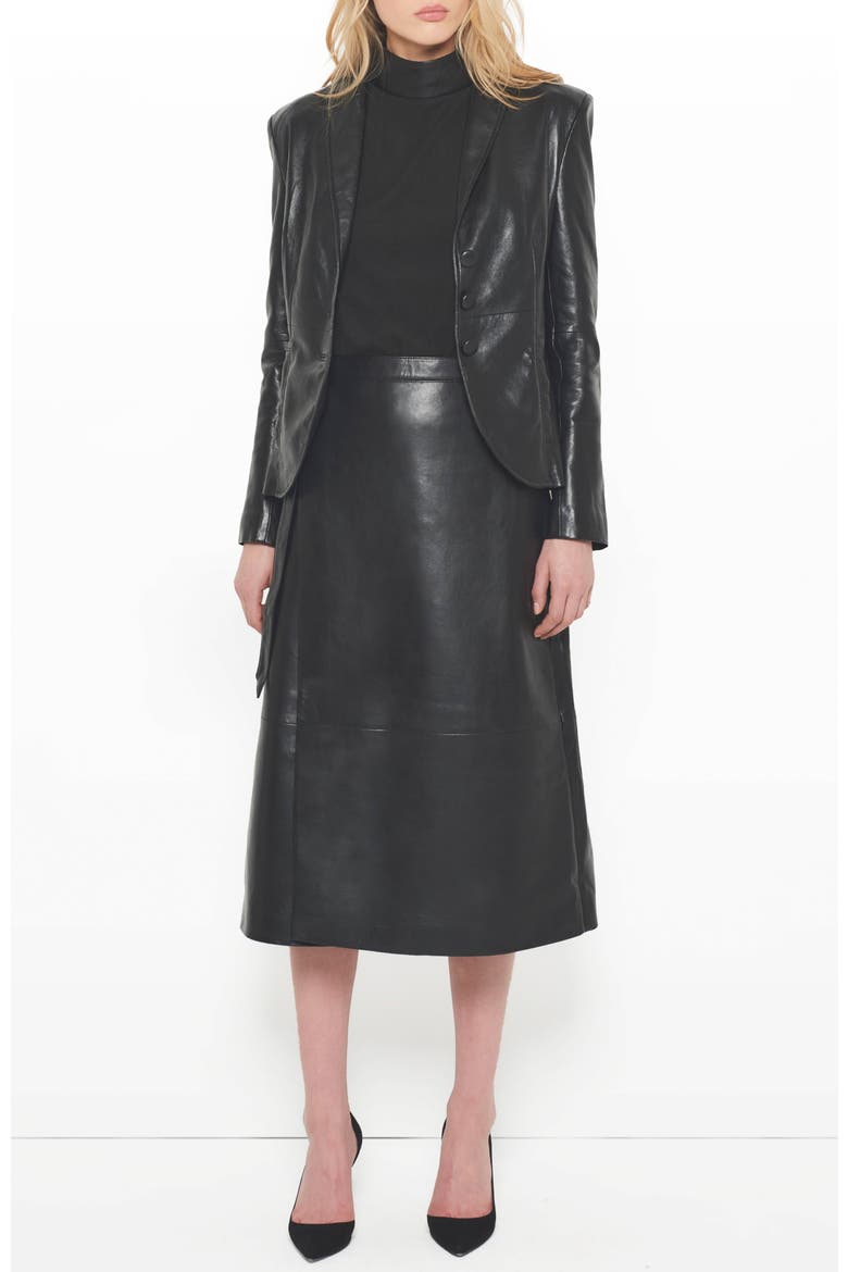 Denise Recycled Tailored Leather Blazer, Alternate, color, Black