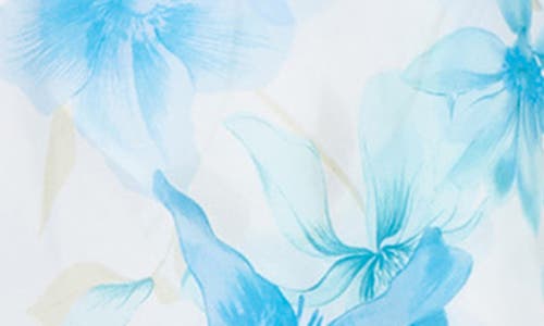 Shop Sl Fashions Floral Print Tiered Dress In Blue/ivory Multi