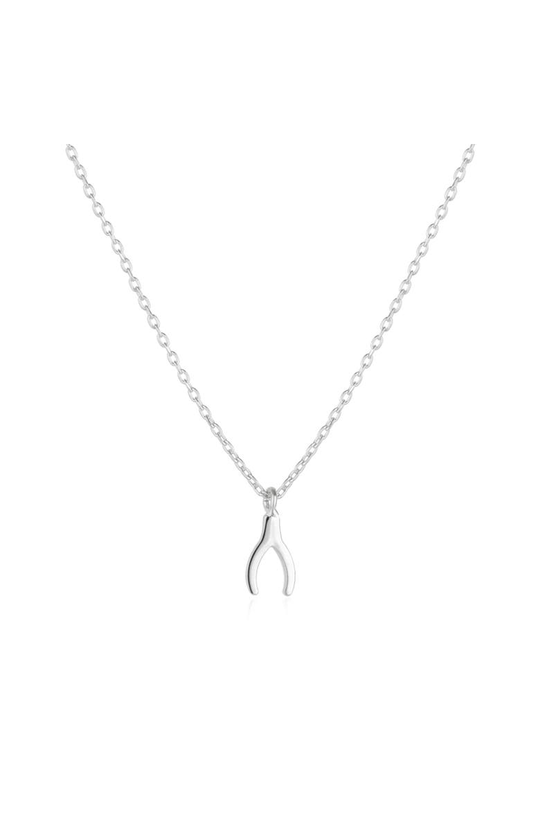 Spero London Sterling Silver Mini Wishbone Necklace, Main, color, Silver
