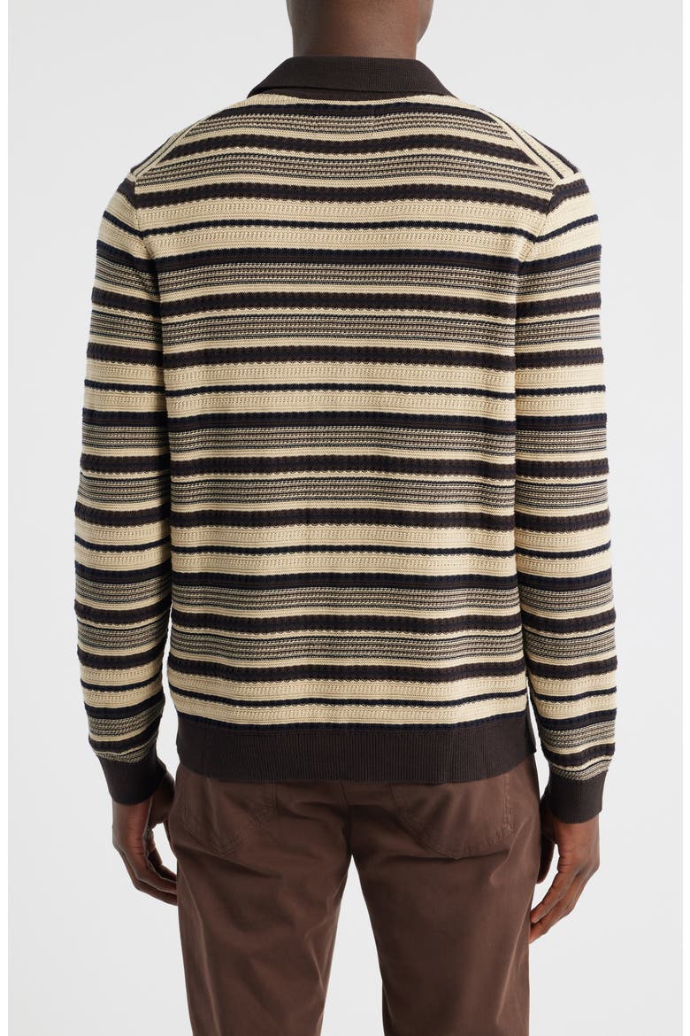 Nolan 6686 Stripe Organic Cotton Polo Cardigan, Alternate, color, DUSKY PORT