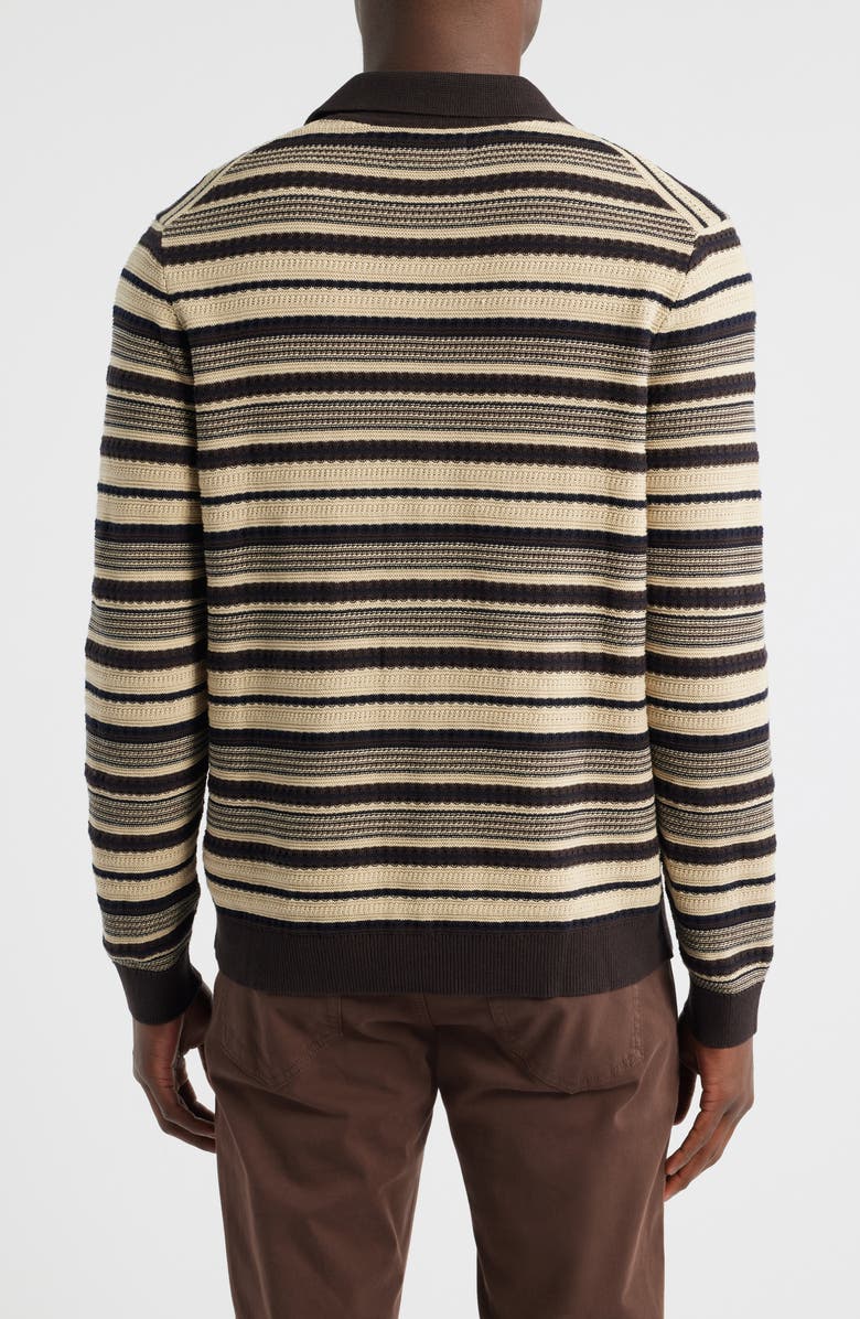 NN07 Nolan 6686 Stripe Organic Cotton Polo Cardigan, Alternate, color, Dusky Port