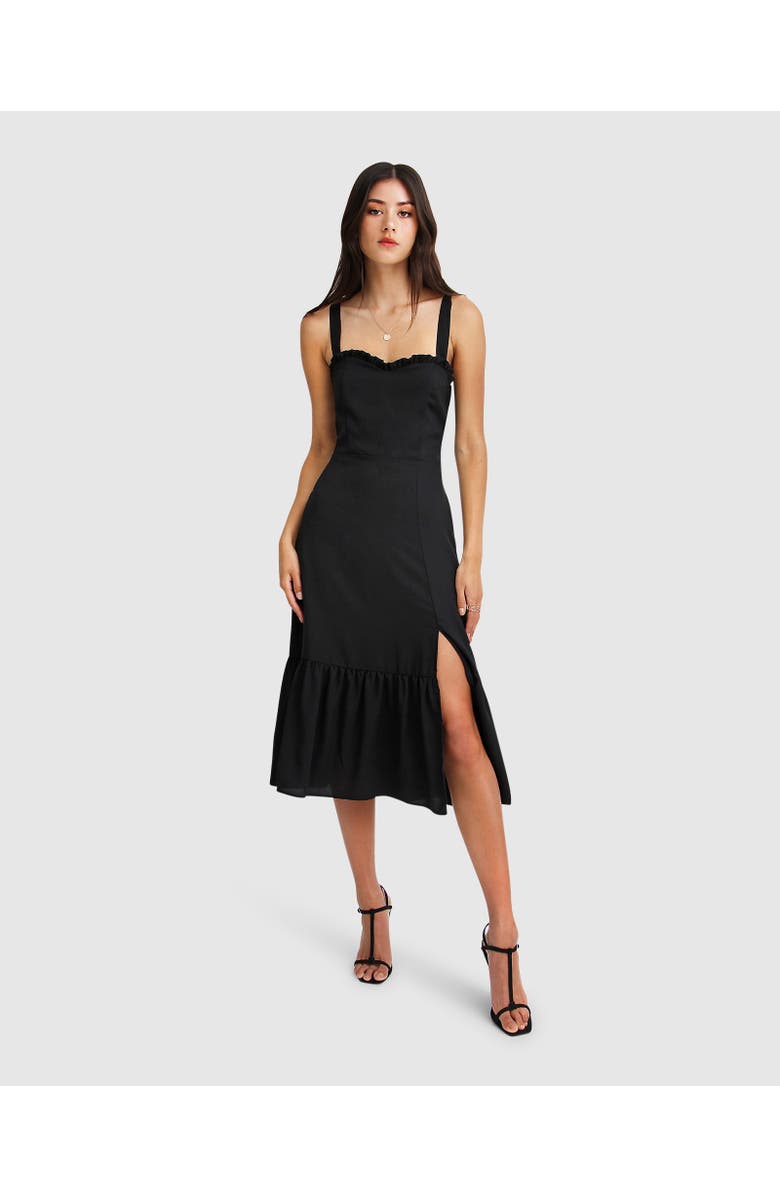 Belle & Bloom Summer Storm Midi Dress, Main, color, Black
