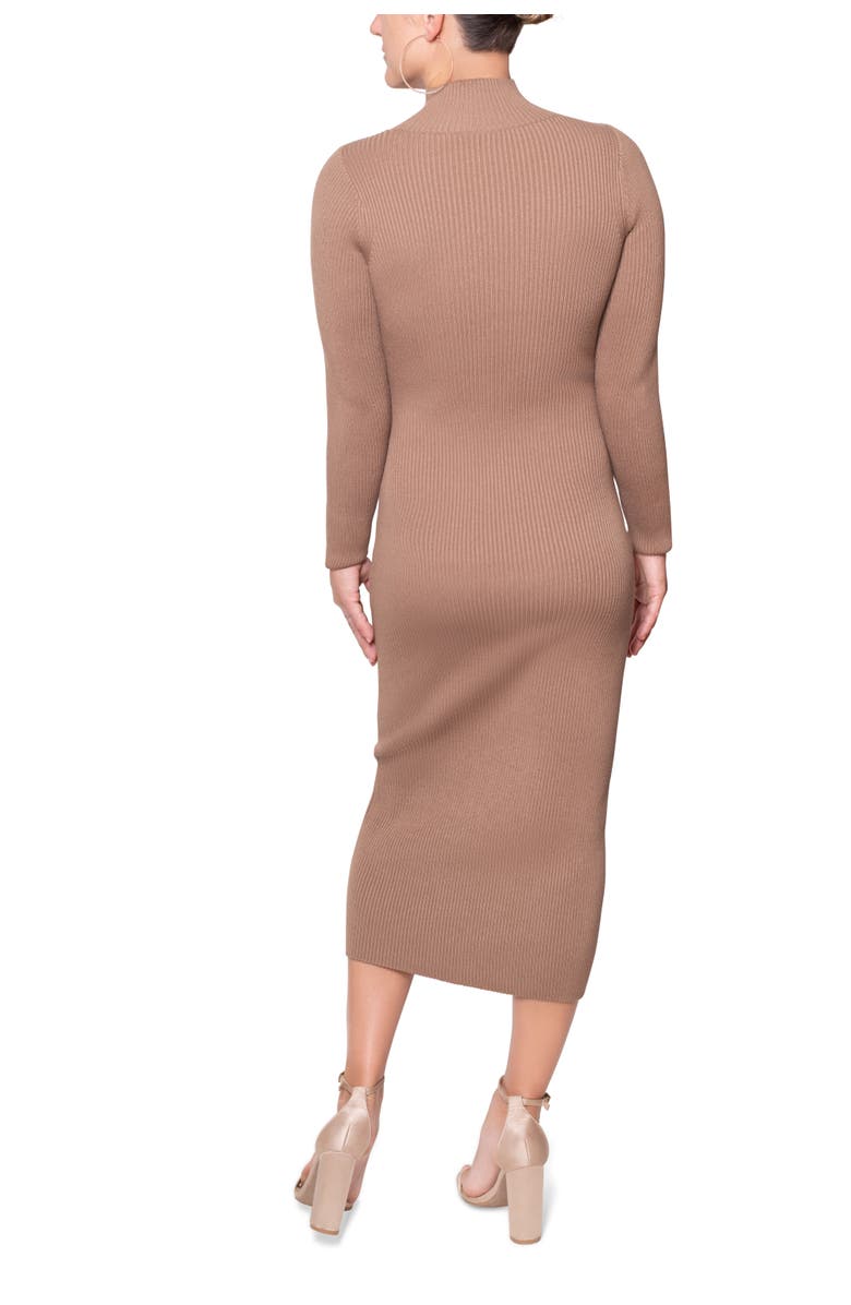 RACHEL Rachel Roy Clarke Mock Neck Sweater Midi Dress, Alternate, color, Almond