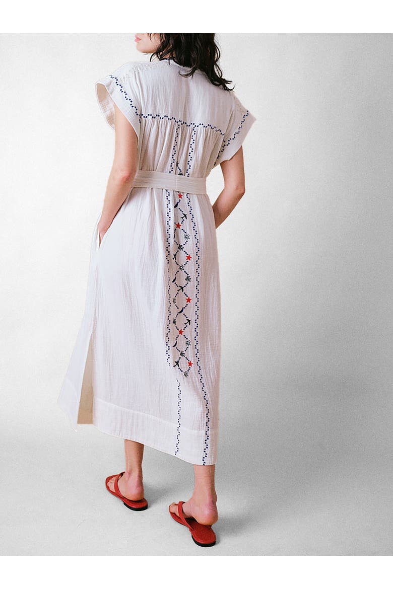 Coves Cap Sleeve Embroidered Dress, Alternate, color, Ivory