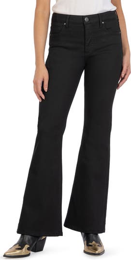 Kut Stella High Rise FAB AB Flare Front Pin Tuck in Optic White
