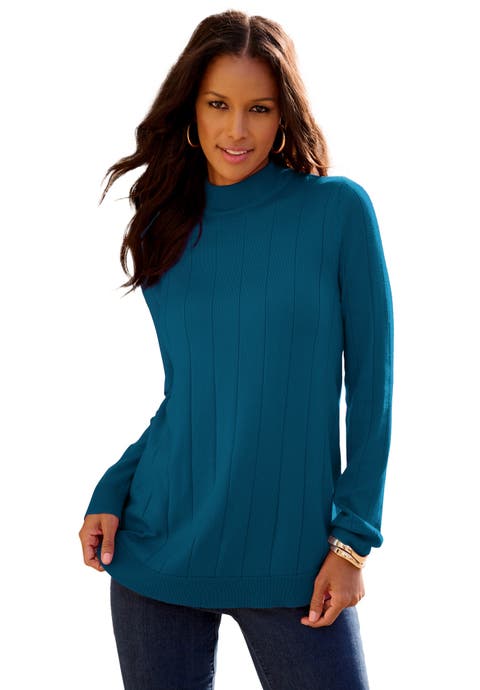 Plus Size Drop Needle Mockneck Lightweight Sweater Knit