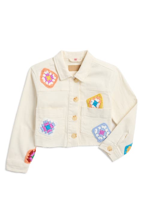 Kids' Crochet Patch Denim Jacket (Big Kid)