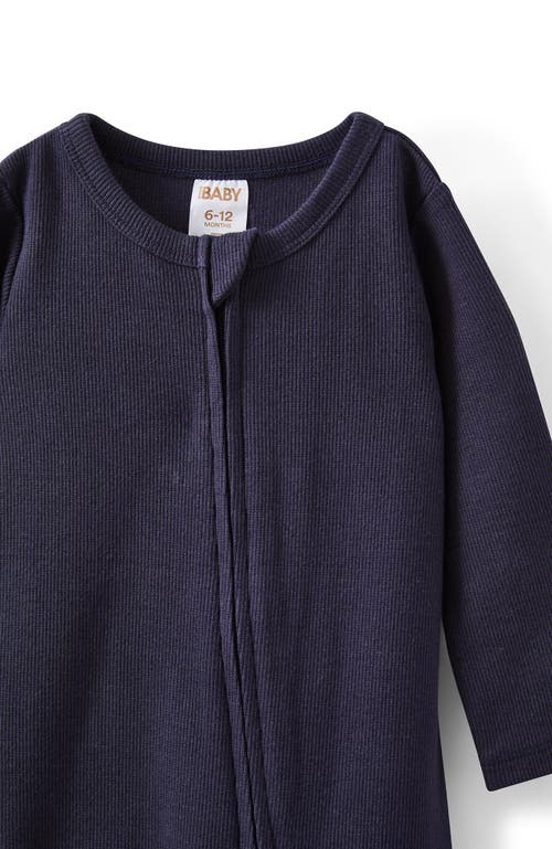 Cotton On Kids The Billie Long Sleeve Rib Romper In Navy Ink