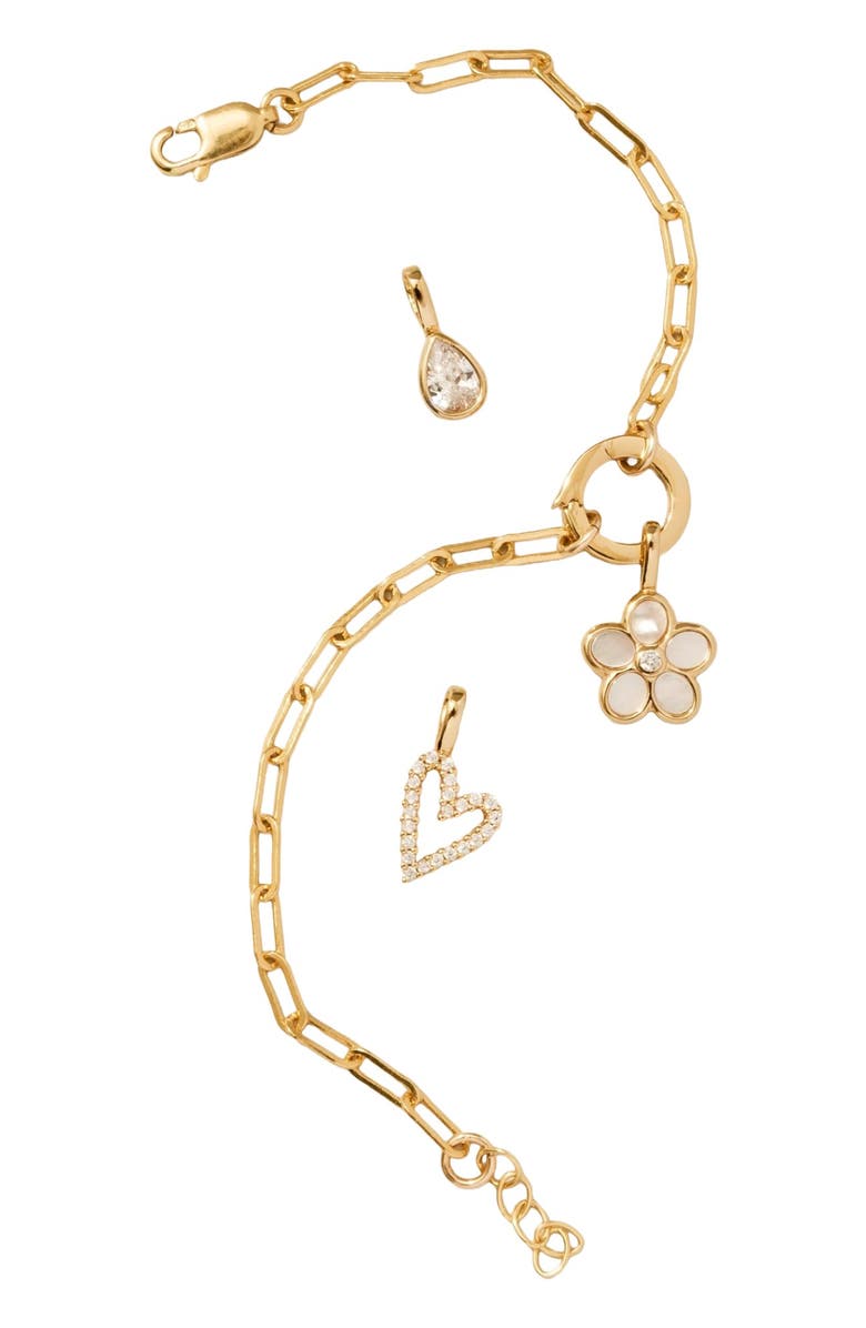 MADE BY MARY Jude Charm Bracelet with CZ Link Lock, Alternate, color, Gold Filled