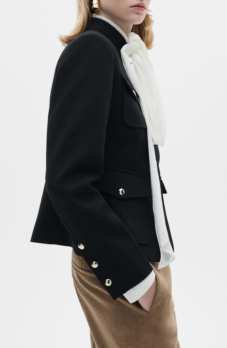 MANGO Mandarin Collar Snap Front Jacket, Alternate, color,