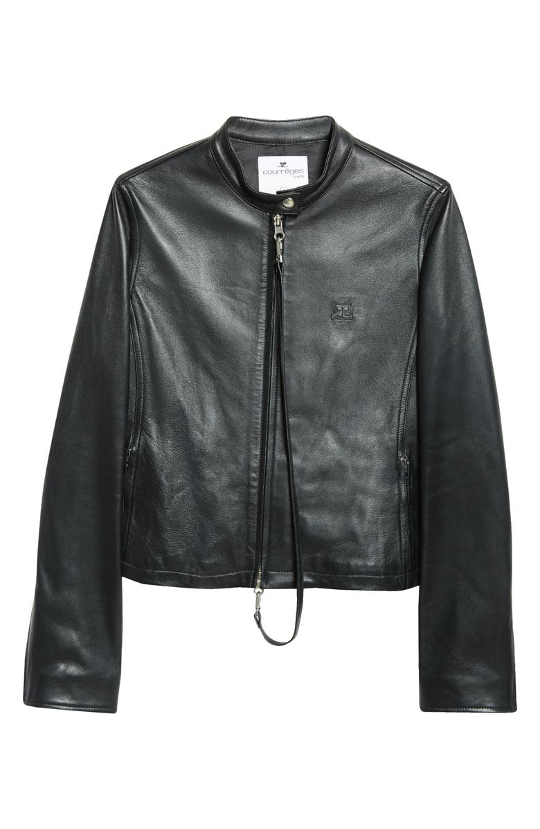 Courrèges City Leather Biker Jacket, Alternate, color, 