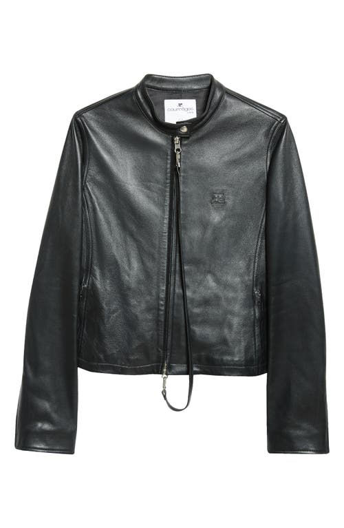 Shop Courrèges City Leather Biker Jacket In Black