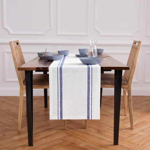 Linen Table Runner for Dining Table, Holiday and Everyday Table Decor - French Stripe
