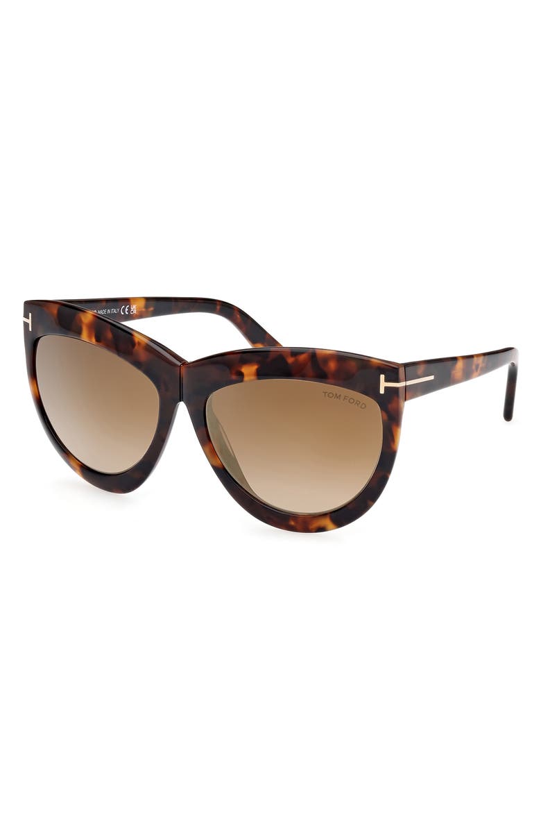 TOM FORD Doris 59mm Shield Sunglasses, Alternate, color, Blonde Havana / Brown Mirror