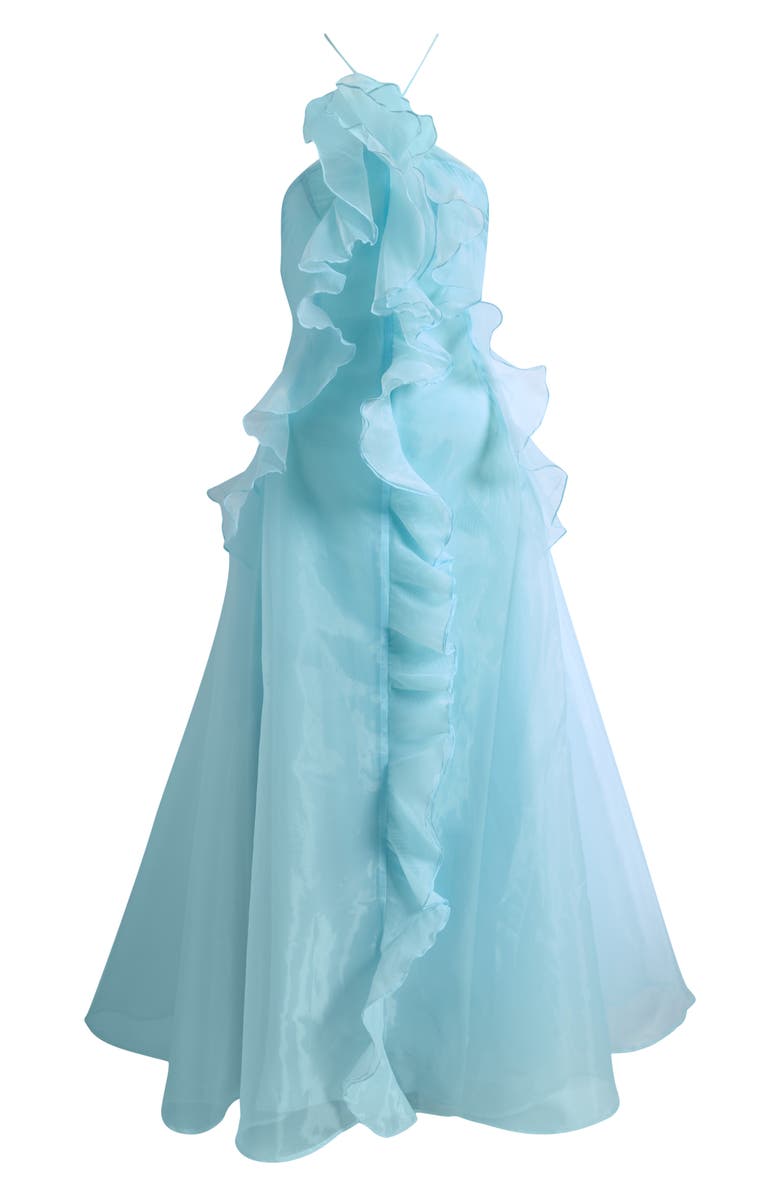 Sonya Moda Bela Ruffle Halter Dress, Main, color, Capri Blue