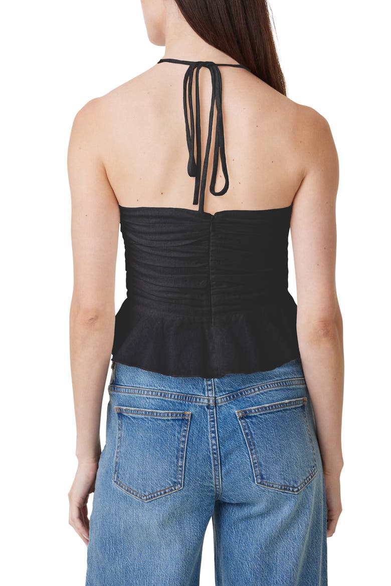 Ruched Halter Top, Alternate, color, BLACK