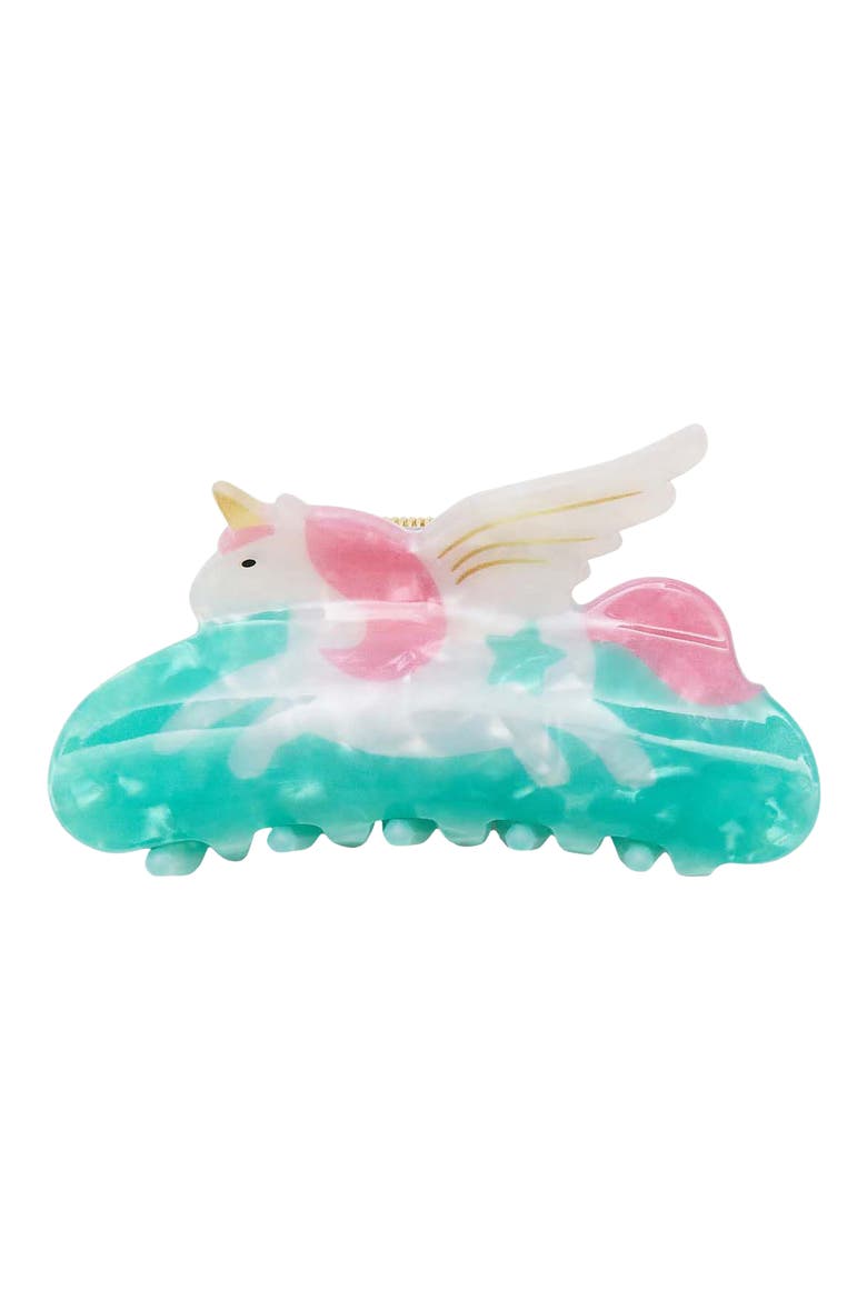 Kids' Unicorn Claw Clip, Main, color, TURQUOISE/ AQUA