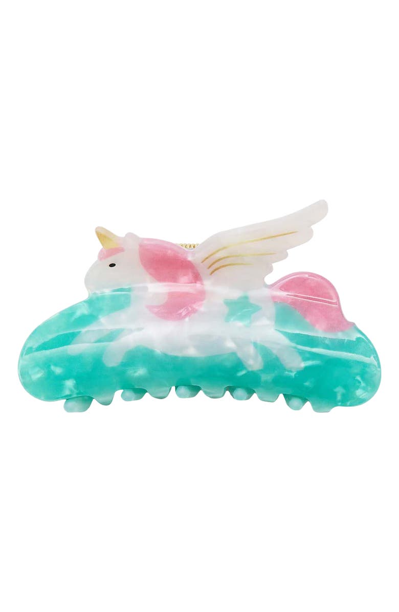 Mimi & Lula Kids' Unicorn Claw Clip, Main, color, Turquoise/ Aqua