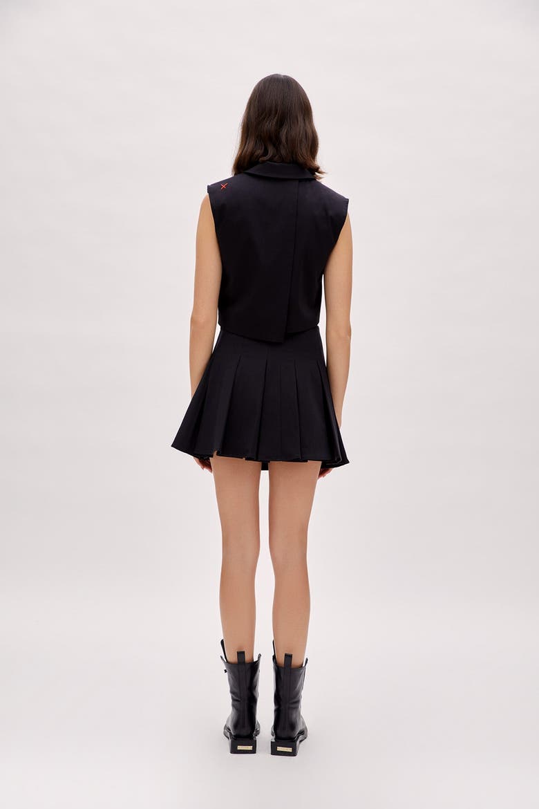 Cotton Pleated Skirt, Alternate, color, BLACK