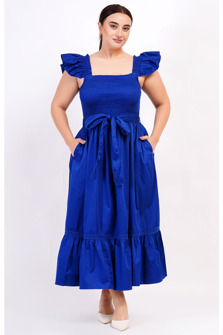 Ivanna A-Line Smocked Midi Dress, Alternate, color, Blue