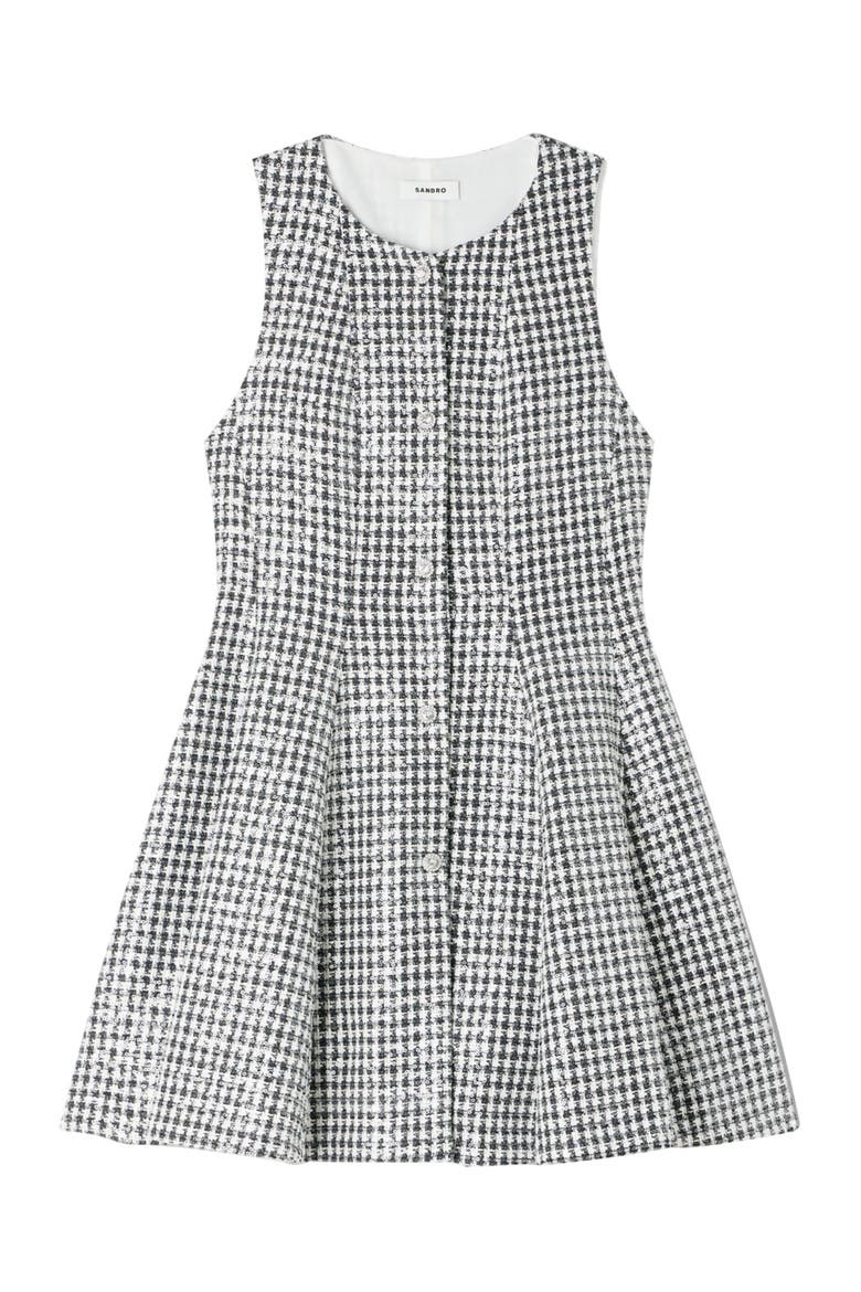 Tweed and sequin short dress, Alternate, color, Black / white