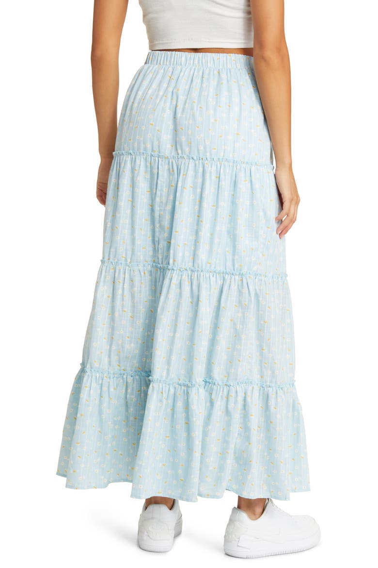 Tiered Cotton Maxi Skirt, Alternate, color, BLUE LIGHT DITSY FLORAL